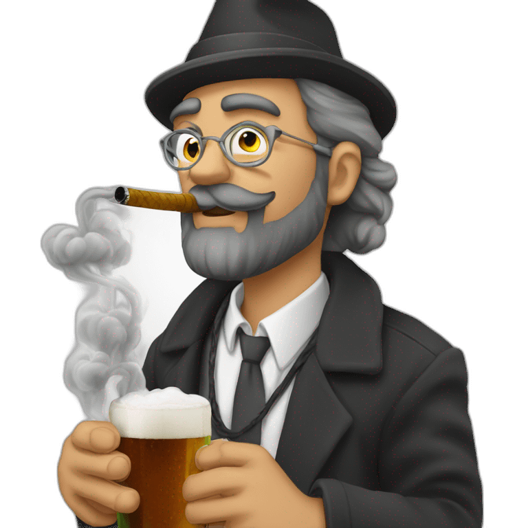 jew smoke hookah & drink beer emoji