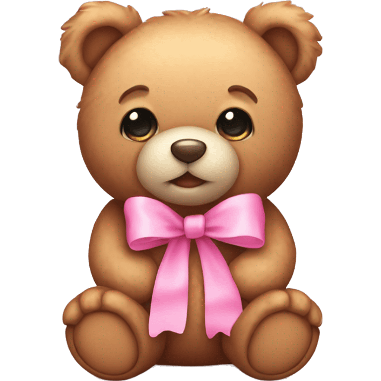 Cute teddy bear with pink bows emoji