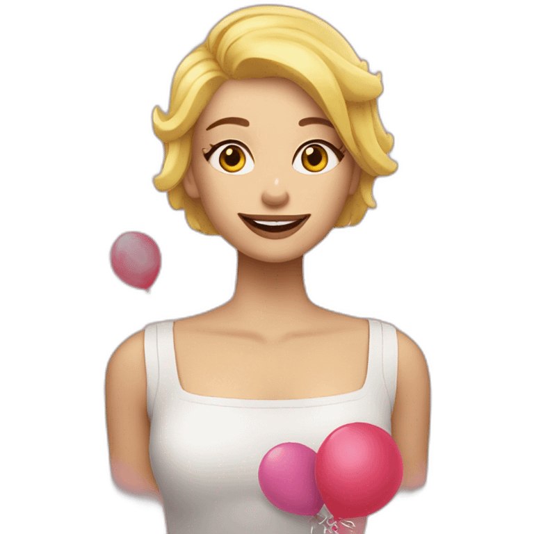 Chica rubia con globos emoji