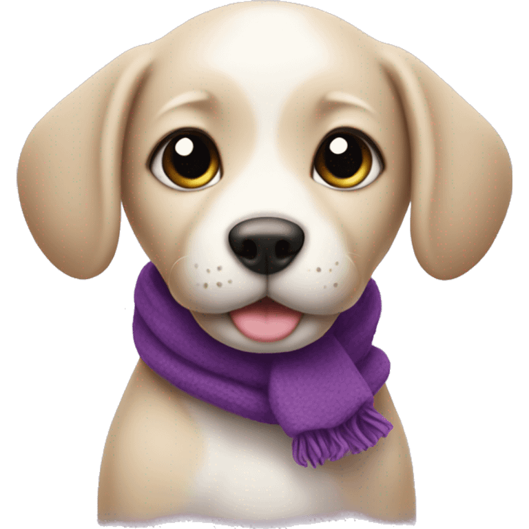 Cute puppy with a purple scarf on a neck emoji