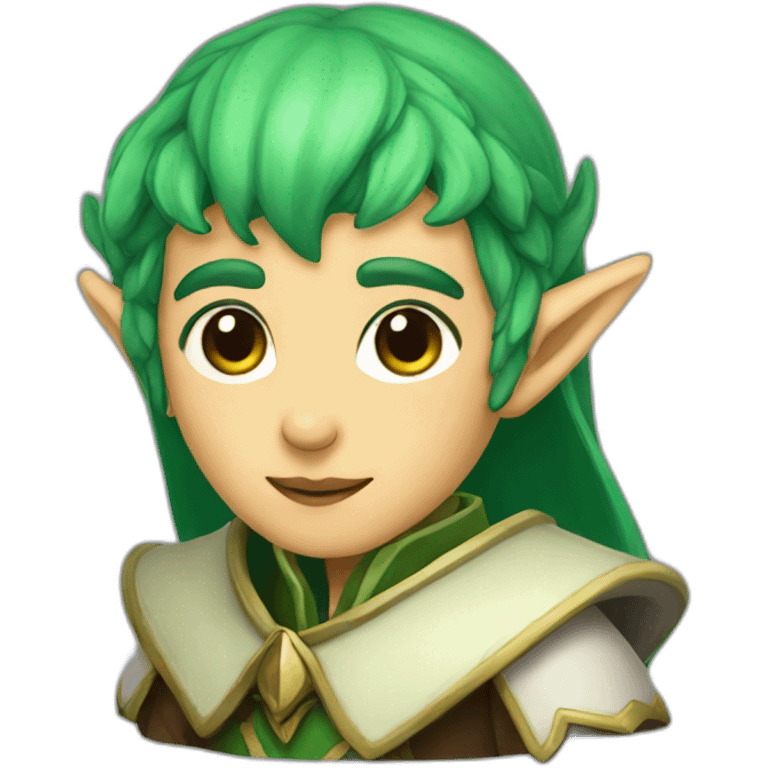 An elf cleric with green hair emoji