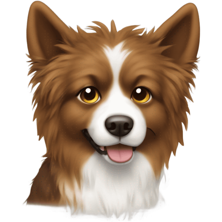 lime green Brown and white fluffy dog pointy ears emoji