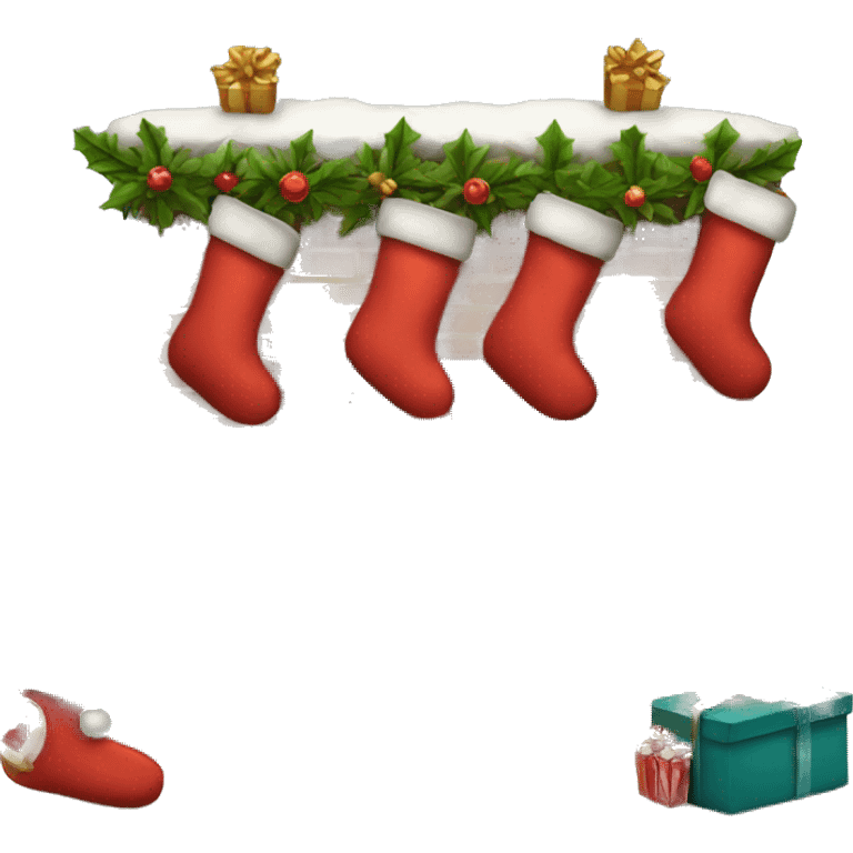 Christmas fireplace hanging stockings christmas emoji