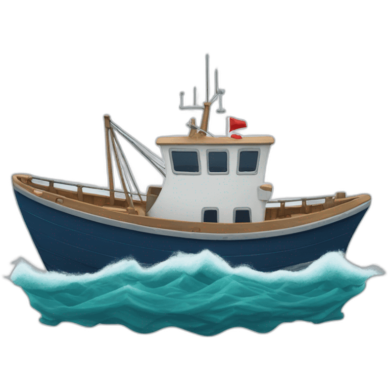 Denmark fishing boat going across the ocean emoji