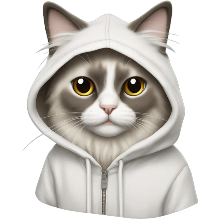 Ragdoll cat wearing a hoodie emoji