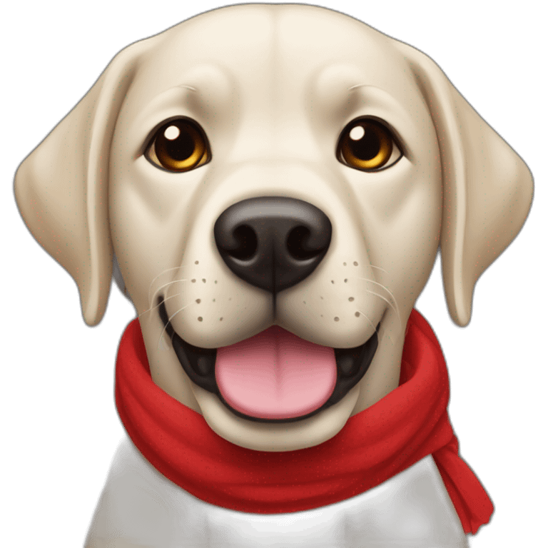 Labrador noir avec une écharpe rouge emoji