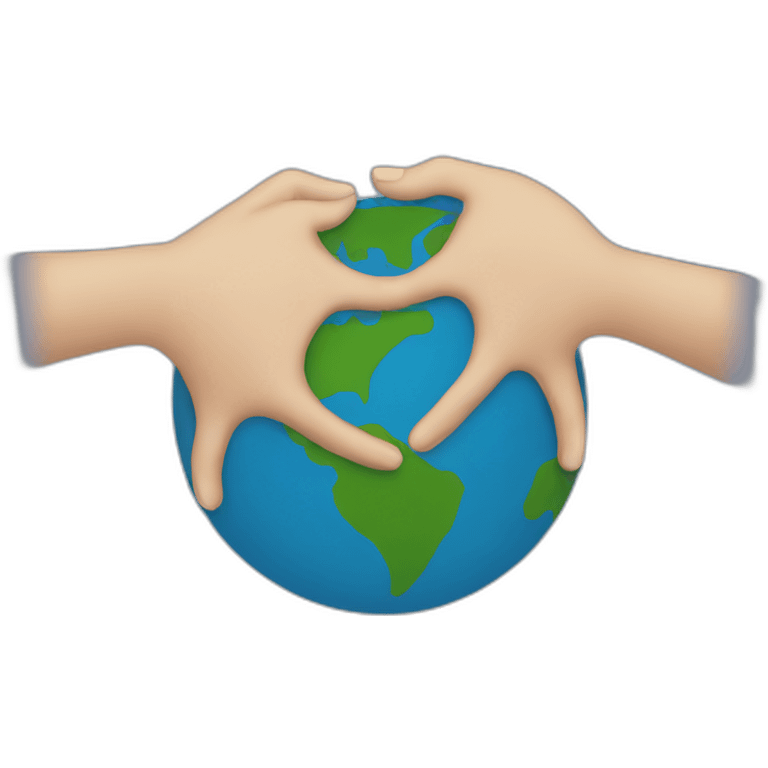 Two hands holding the Earth emoji