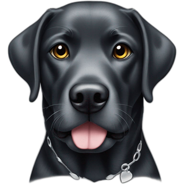 black Labrador portrait with silver patches and one black eye patch emoji