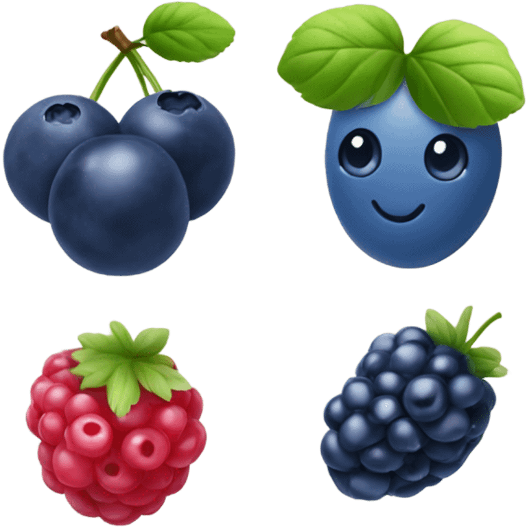  1 blueberry, 1 blackberry, 1 raspberry emoji