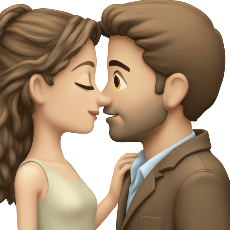 White Couple kissing girl 1.63 meter boy 1.80 meter. Both brunette emoji