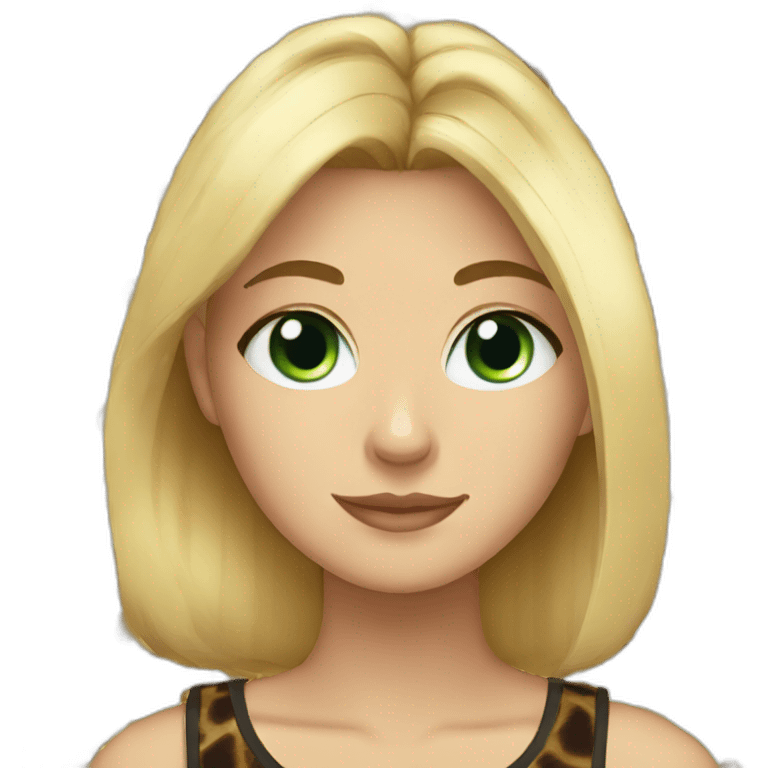 Blonde with short hair blue green eyes and a dark tortoise shell cat emoji