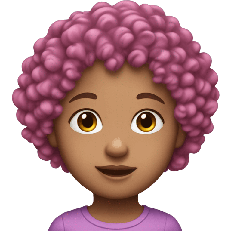 European, purple curly hair, baby, pink clothing. emoji