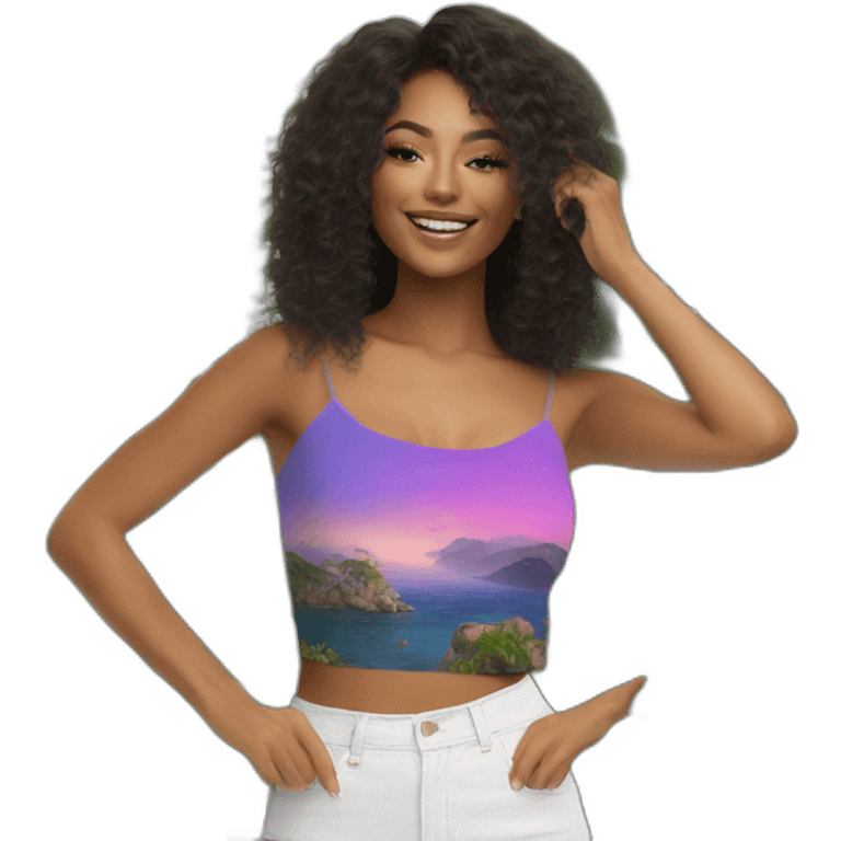 Beautiful woman high crop top emoji