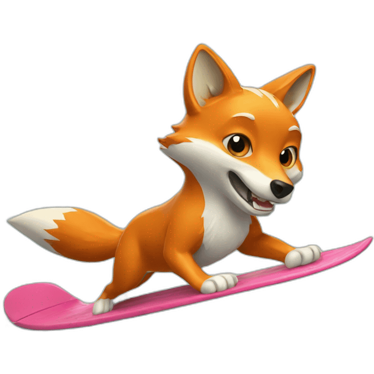 Fox surfing a wave emoji