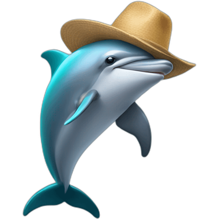 a dolphin with a hat emoji