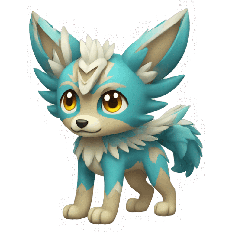 Kawaii Cute Winged Tribal Wolf-Pokémon full body emoji