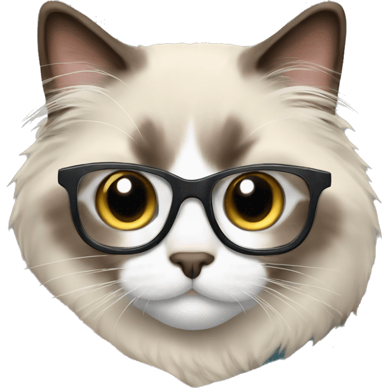 ragdoll cat wearing glasses and blanket emoji