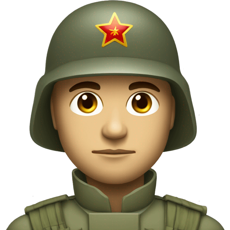 ussr soldier serious with military helmet emoji