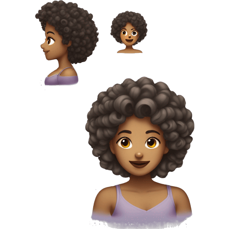 light skin girl with curly hair doing skincare emoji