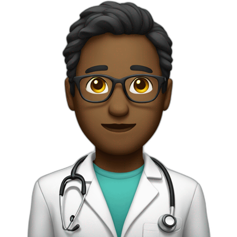 DOCTOR CON LENTES, DE TEZ OSCURA Y CABELLO NEGRO  emoji