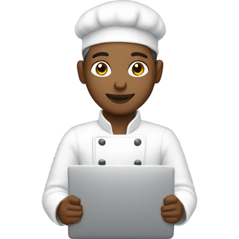 light-skinned baker with laptop emoji