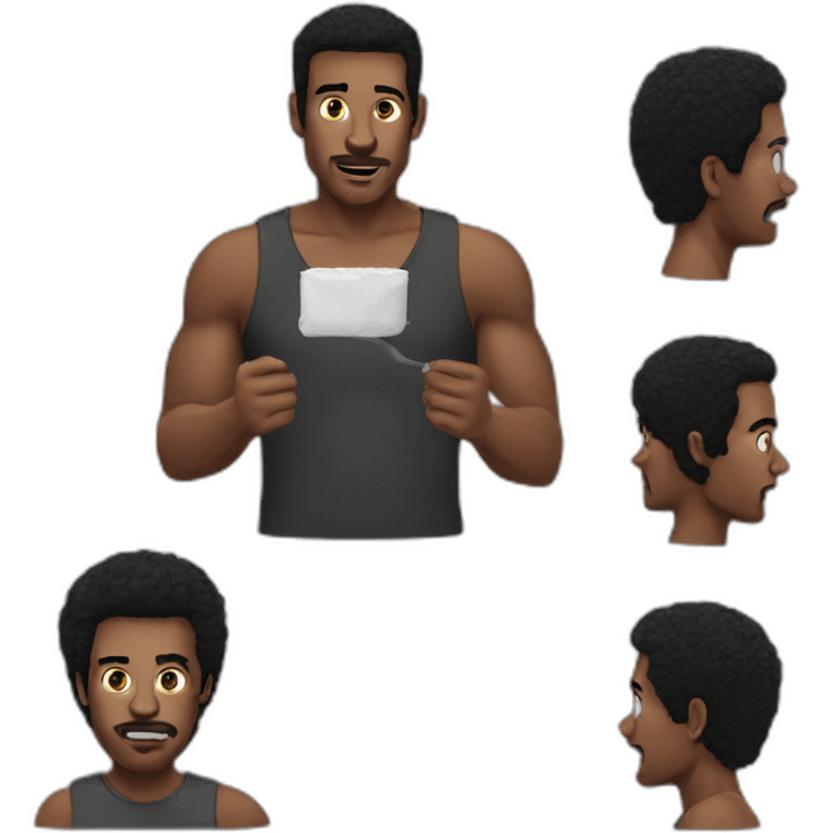 Black hair men hungry emoji