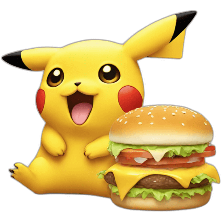 Pikachu eating burger emoji