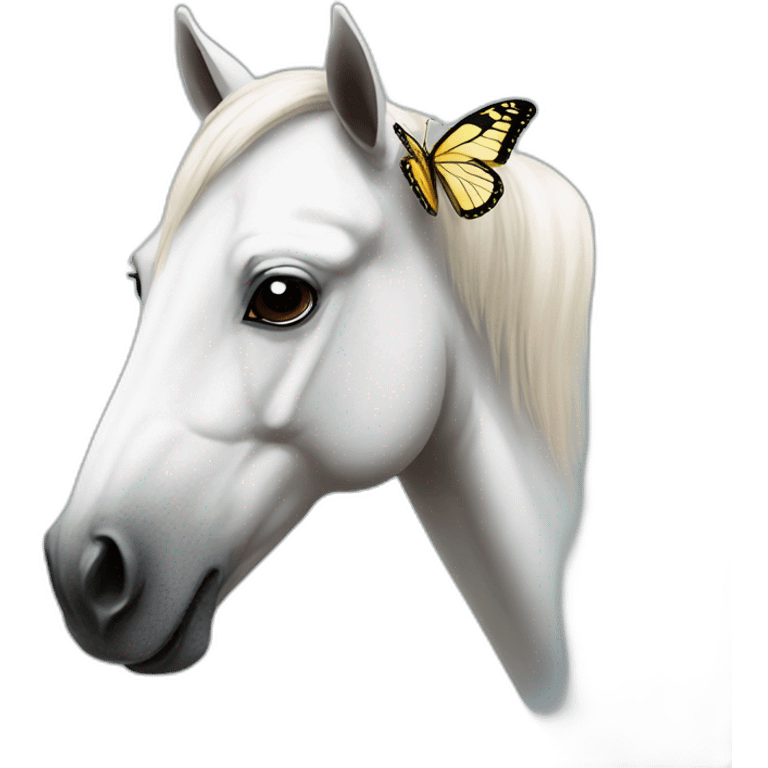 Withe horse with a butterfly on his nose  emoji