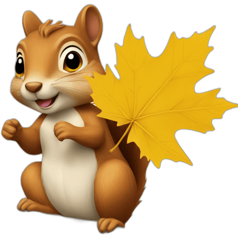 squirrel with a yellow maple leaf emoji