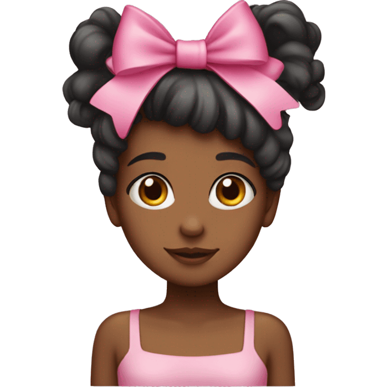 A girl witha pink bow on her hair and her hair black emoji