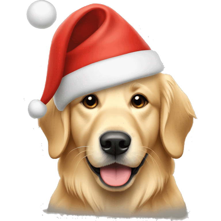 golden retriever wearing a santa hat emoji