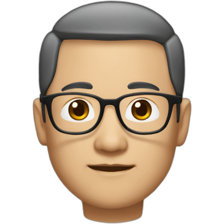 fifty year old Chinese man with small-flat-head wearing  eyeglasses and black-hoodle emoji