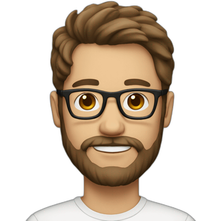 man with brown hair, wihte beard and glasses emoji