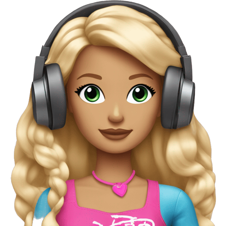 blonde barbie listening to music emoji