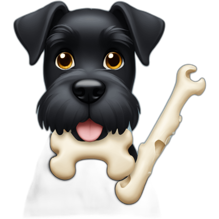 Black schnauzer with bone emoji