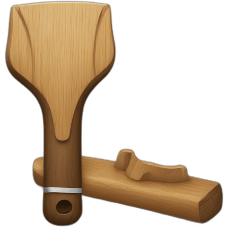 Fourche en bois et taureau qui tape dedans emoji