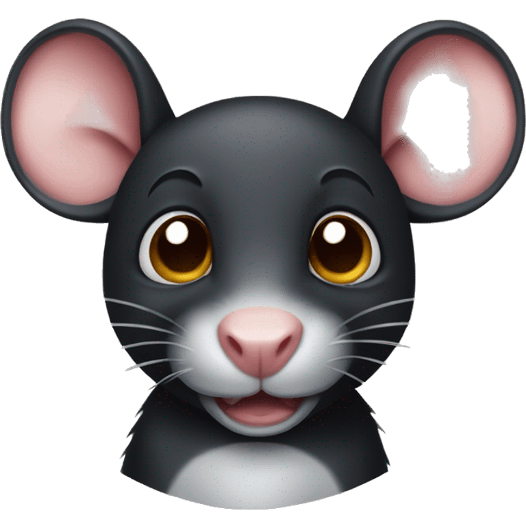 black cute rat with bitten ear emoji