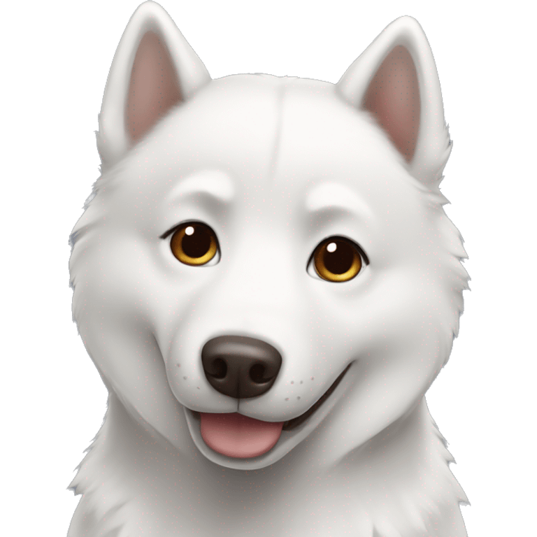 White husky with brown eyes smiling  emoji