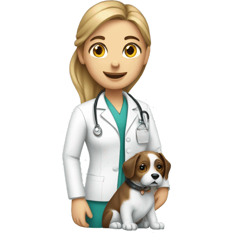 Vet assistant with dog emoji