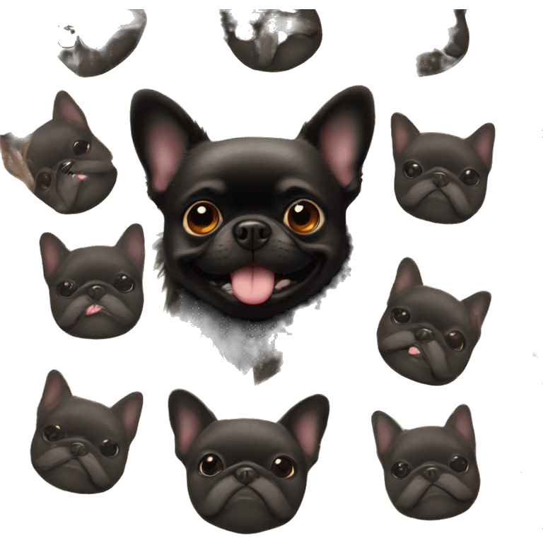 Pomeranian and black french bulldog hugging emoji