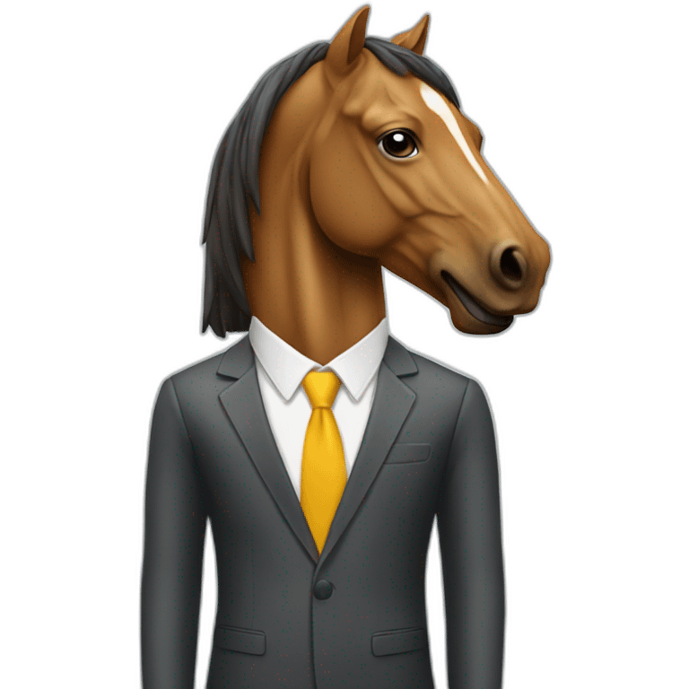 Business man with horse head ans a skateboard emoji