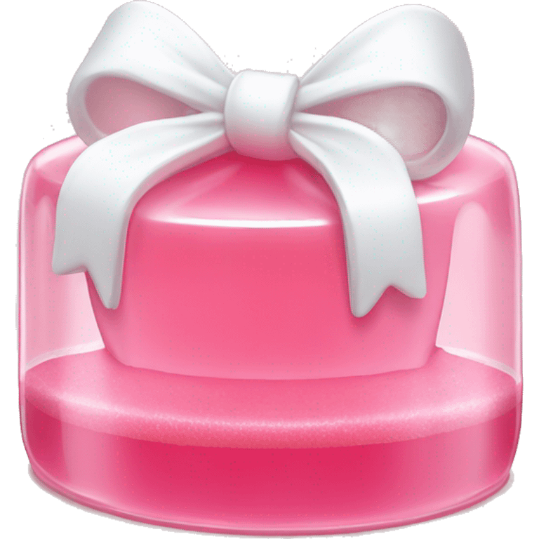 Light Pink Jello with a white Bow on top on a white playe emoji