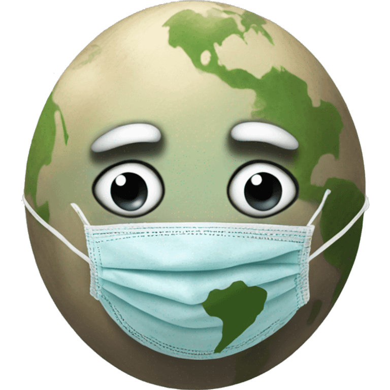 Sad Earth wearing a mask emoji