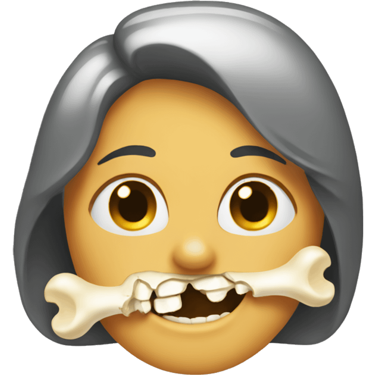 emoji with bone in her mouth emoji