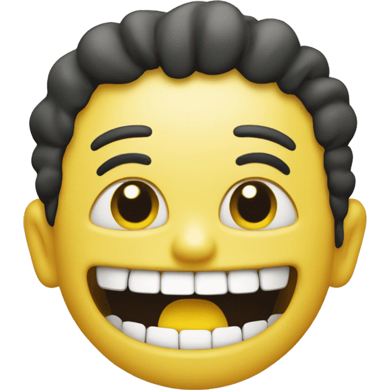 create a smiling face with a yellow bone in its mouth emoji