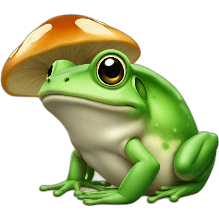 Une grenouille qui tiens un champignon emoji