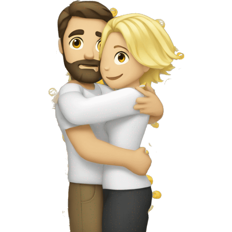 white male dark hair with beard hugging blonde female emoji