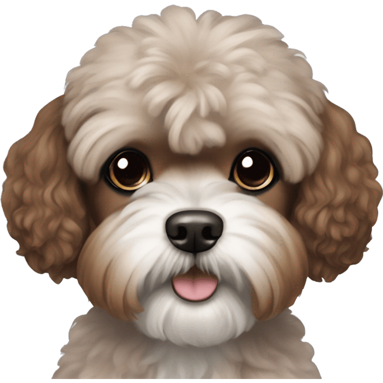 Brown poodle shih tzu mix with black ears  emoji