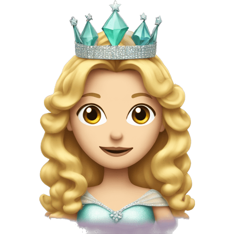 Glinda wearing a crown and holding her wand  emoji