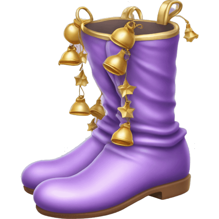 Realistic isolated light purple elf shoes with bells. emoji